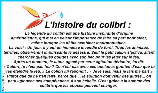 L' histoire du colibri...